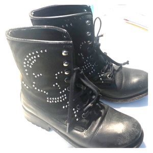 Ash combat boots with studded leather